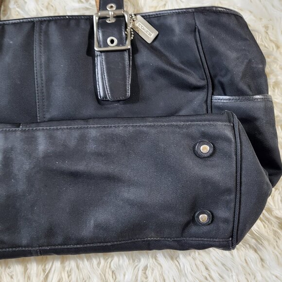 Coach Black Nylon / Leather Tote Bag Handcrafted in Turkey - Picture 6 of 16